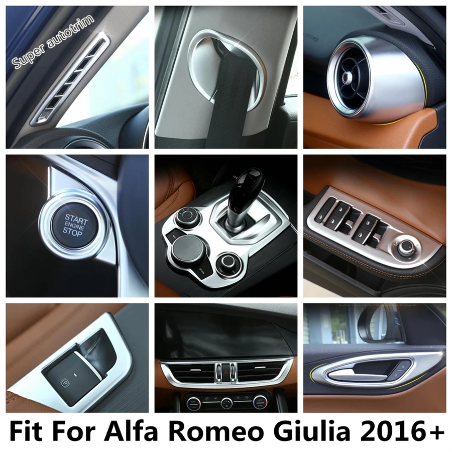 

Start Stop / Middle AC Air Outlet / Window Lift / Gear Shift Panel Cover Trim ABS Accessories For Alfa Romeo Giulia 2016 - 2019