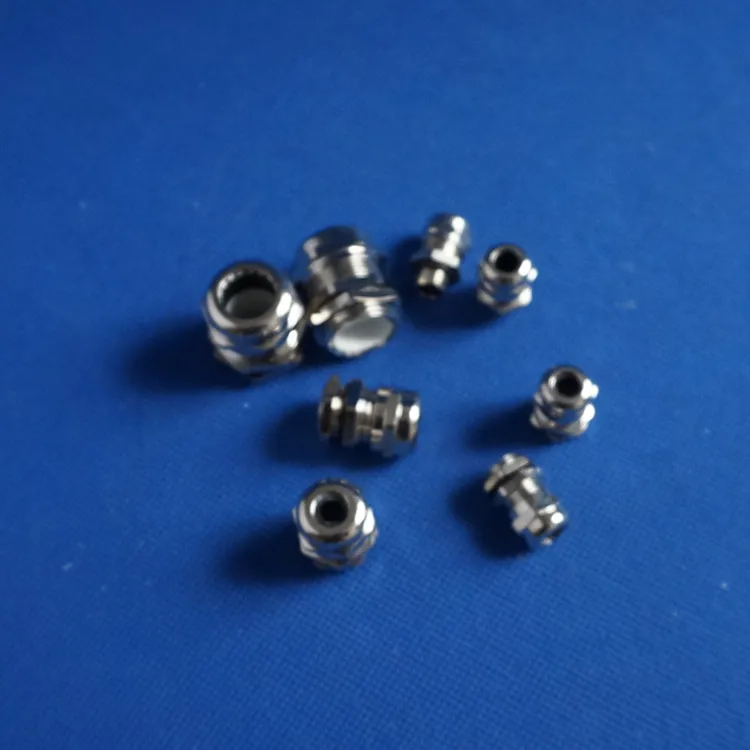 Metal cable waterproof connector pressing head fixed head M22X1.5 copper nickel plated PG16