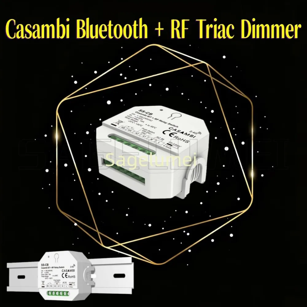 

Casambi Bluetooth + RF Triac Dimmer S1-CB 1 channel 100-240VAC 1CH*1.5Adim and switch single color dimmer LED lamps SKYDANCE NEW
