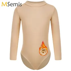Children Gymnastics Leotard Costumes Kid Long Sleeve Fleece Lined Dance Bodysuit for Girls Ballet Tutu Leotard Dancerwear