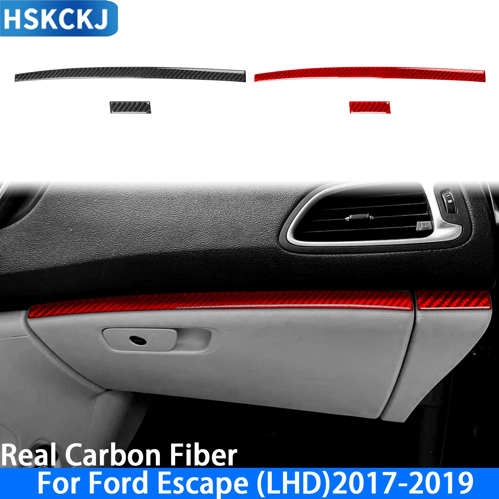 Red Carbon Fiber For Chrysler 200 2015-2017 LHD Passenger Side Trim Strip 2PCS Sticker Car Interior Accessories Decoration Trim