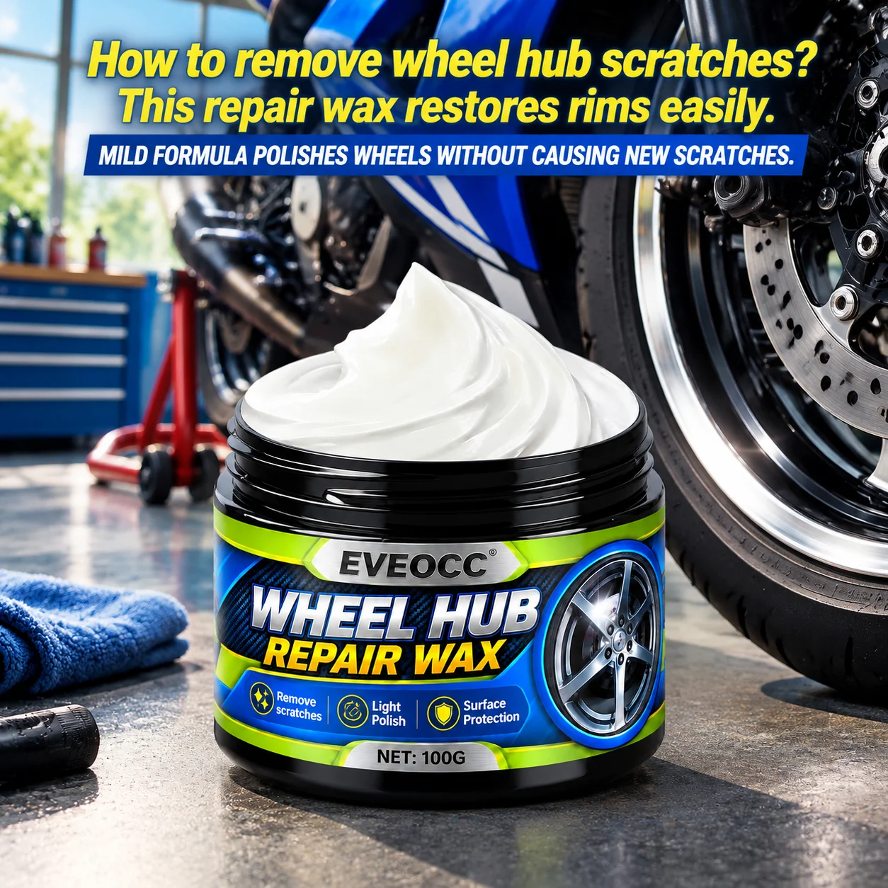 EVEOCC Alloy Wheel Repair Wax Remove Scratches Light Polish Protective Coating For Car Rim