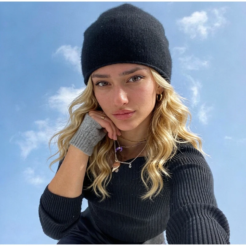Big Head Circumference Cold Hat Women Autumn And Winter Thin Loose Breathable Knitted Hat High-end Hat Looks Small On The Face