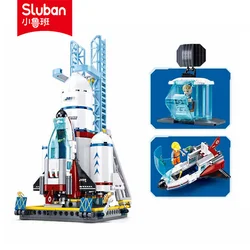 Sluban Building Block Toys Space Series B1199 Dream Launch Center 424PCS Model Bricks Compatible With Leading Brands