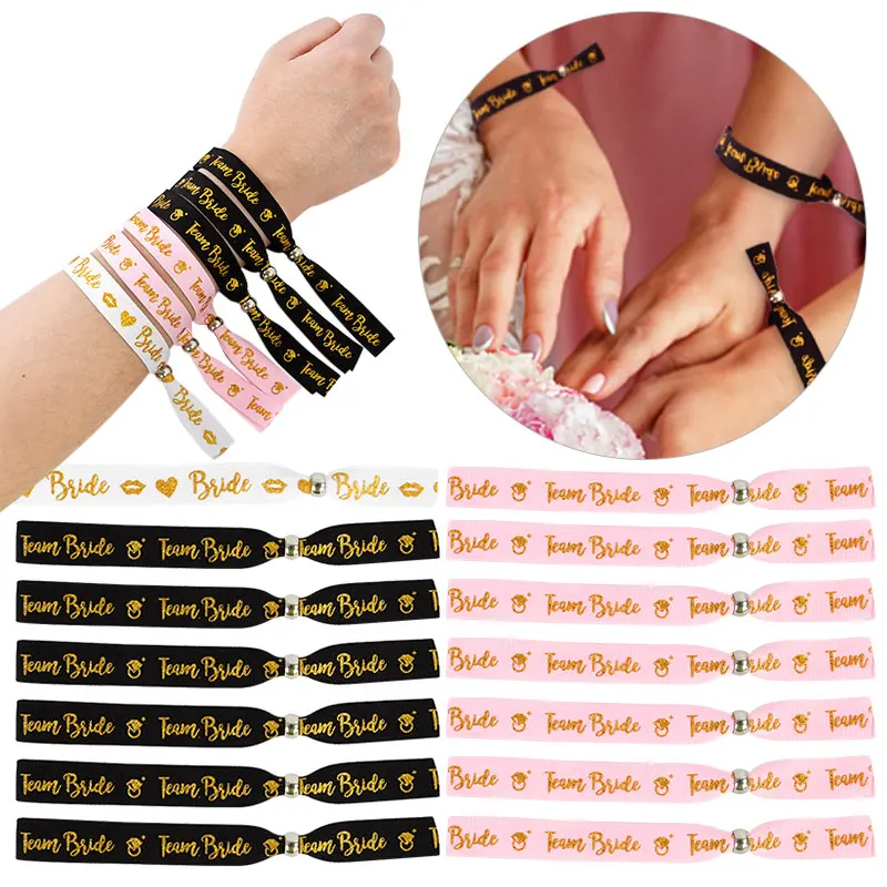 

12pcs Bachelorette Party Wristbands Team Bride Bracelet Bride To Be Decor Accessories Hen Party Wedding Bridal Shower Supplies