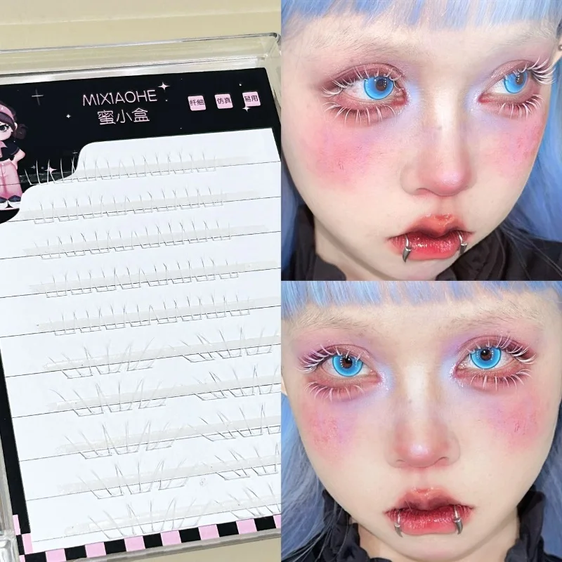 Mixiaohe White Cat Paw Individual Lower Lashes Ultra Thin Dual Spliced Cosplay Eyelashes