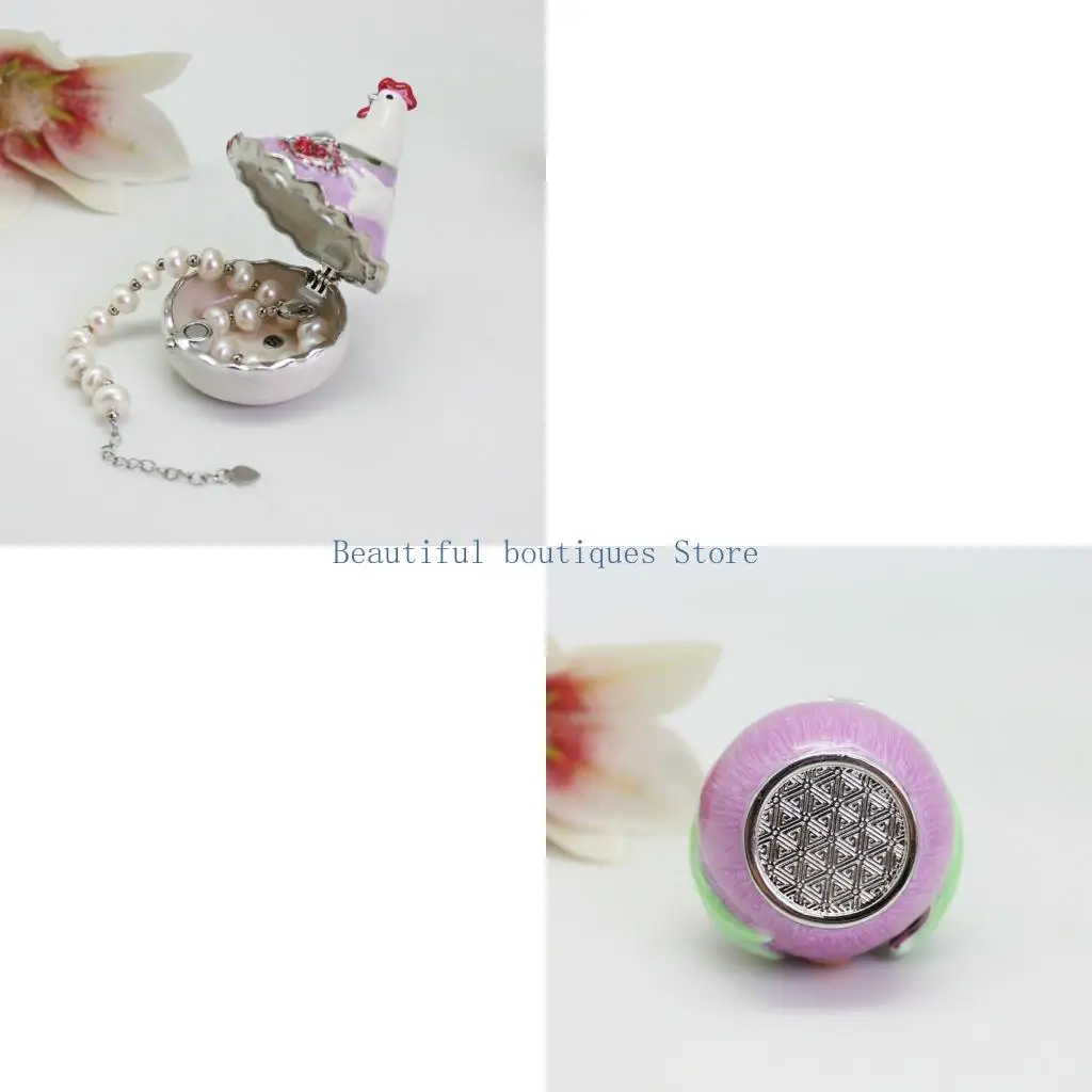 U4LF Glossy Enamel Finished Rooster Mini Container Perfect For Small Accessories