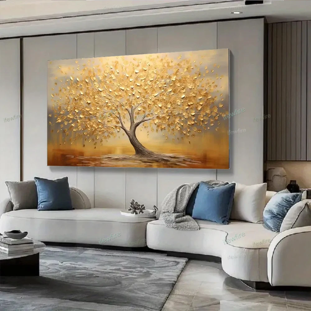 

100% hand drawn golden tree abstract oil painting original wall painting home living room decoration paint interior aesthetics