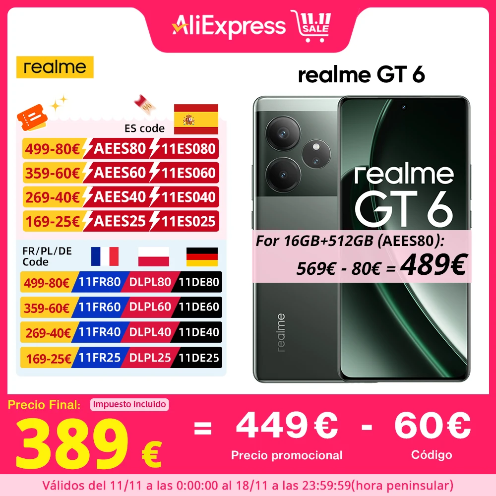 Globale Version Realme GT 6 GT6 5G Smartphone 6.78 \