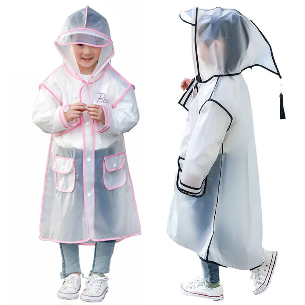 Kids Raincoat Boys and Girls Rainwear Children's Waterproof Poncho Transparent Travel Rain Coat EVA School Students Rain Coat