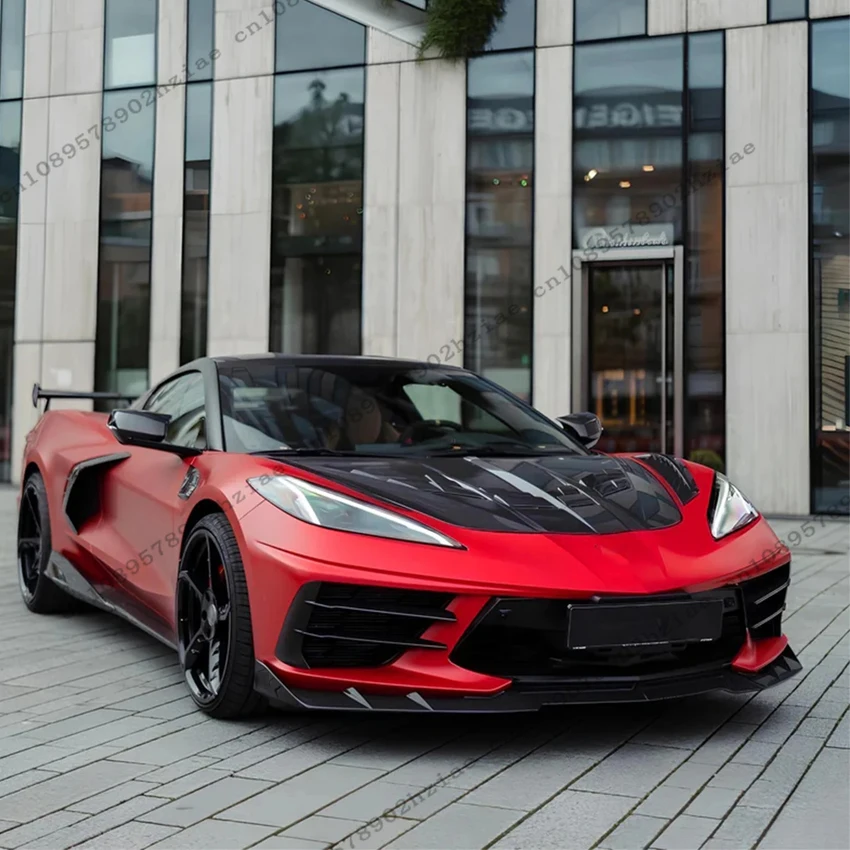 3PCS Car Front Bumper Lip Splitter For Chevrolet Corvette Stingray C8 2020-2025 Gloss Black Spoiler Diffuser Car Accessories