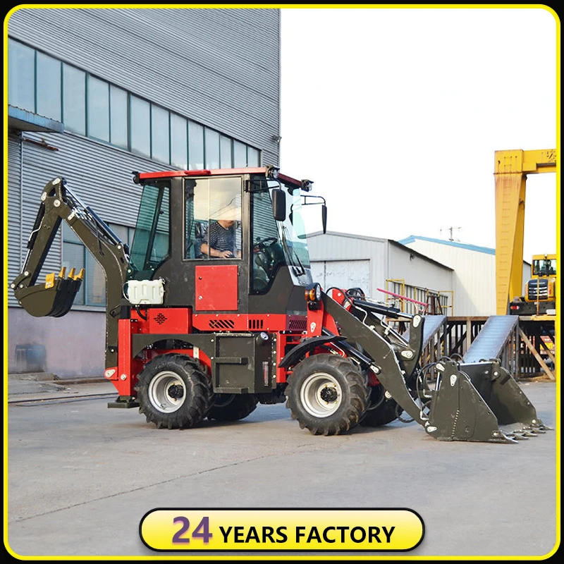 Backo Loader 4x4. Pemuat ekskavator kecil dapat menggali di depan dan sekop di belakang dapat digunakan di satu penggali Backhoe