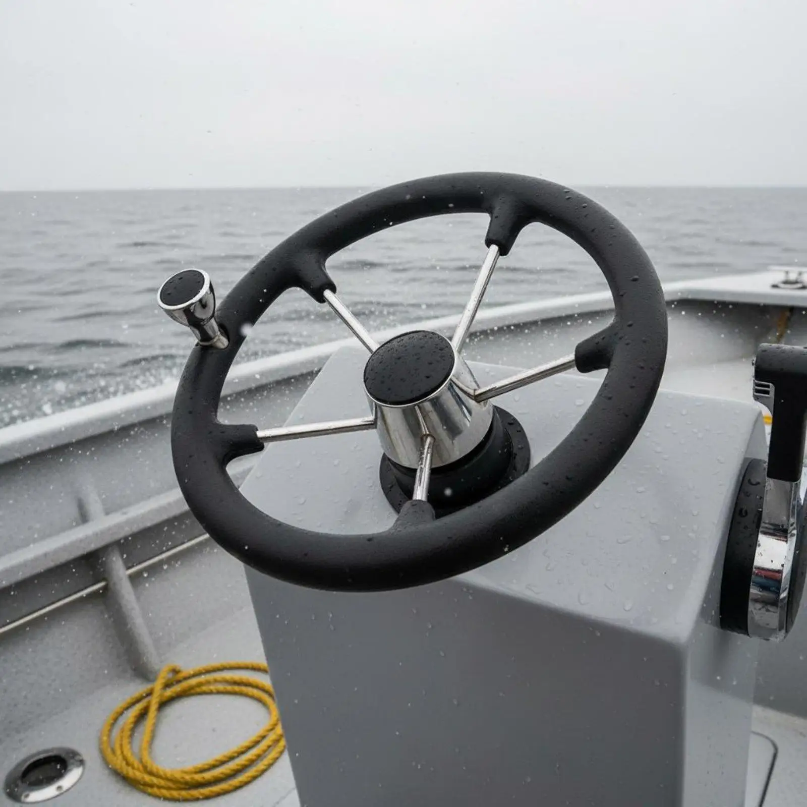 Marine Yacht Steering Wheel 316 Stainless Steel Boat Wheel with PU Foam Grip for Saltwater Vessels Fishing Boats