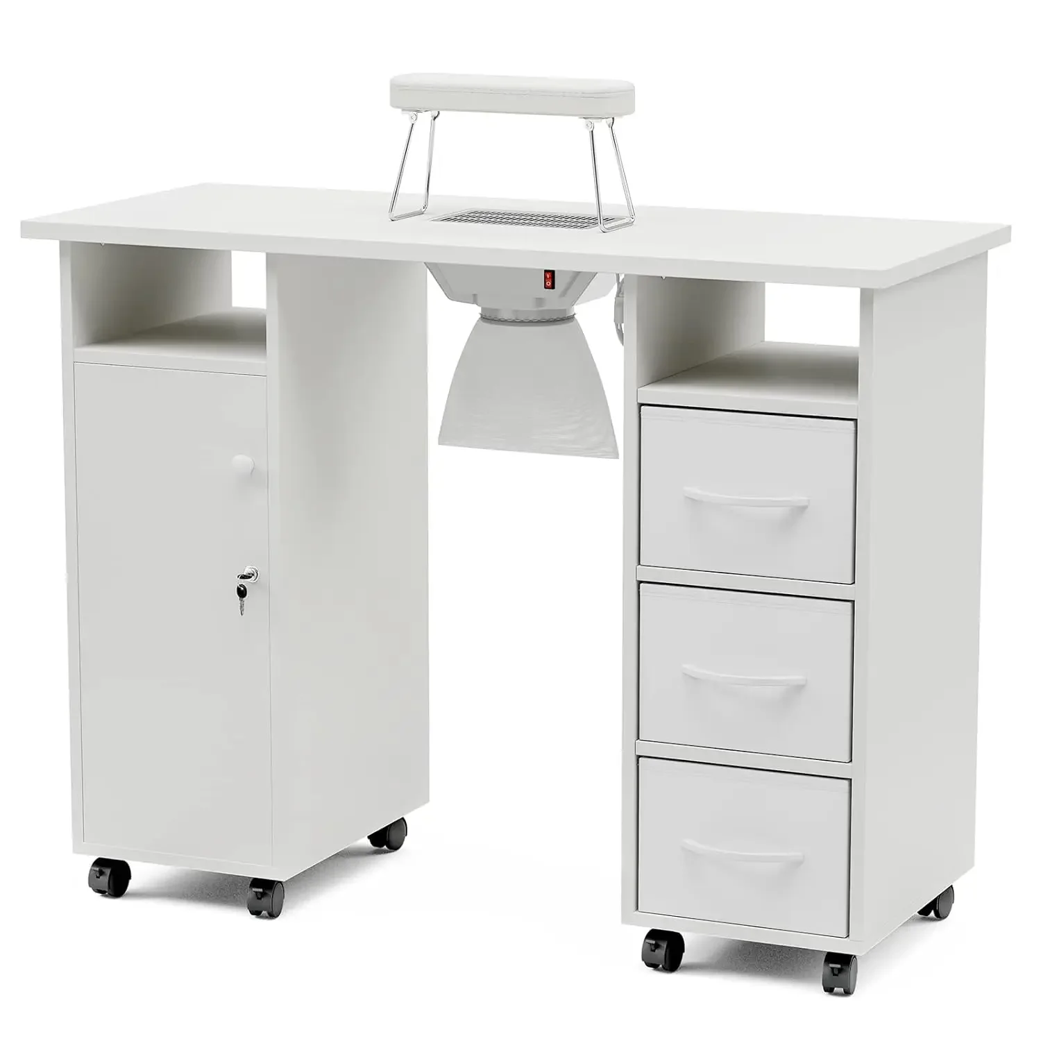 

Paddie Manicure Table Nail Desk for Technician, Acetone Resistant Nail Tech Table Nail Table Station w/Dust Collector, Wrist