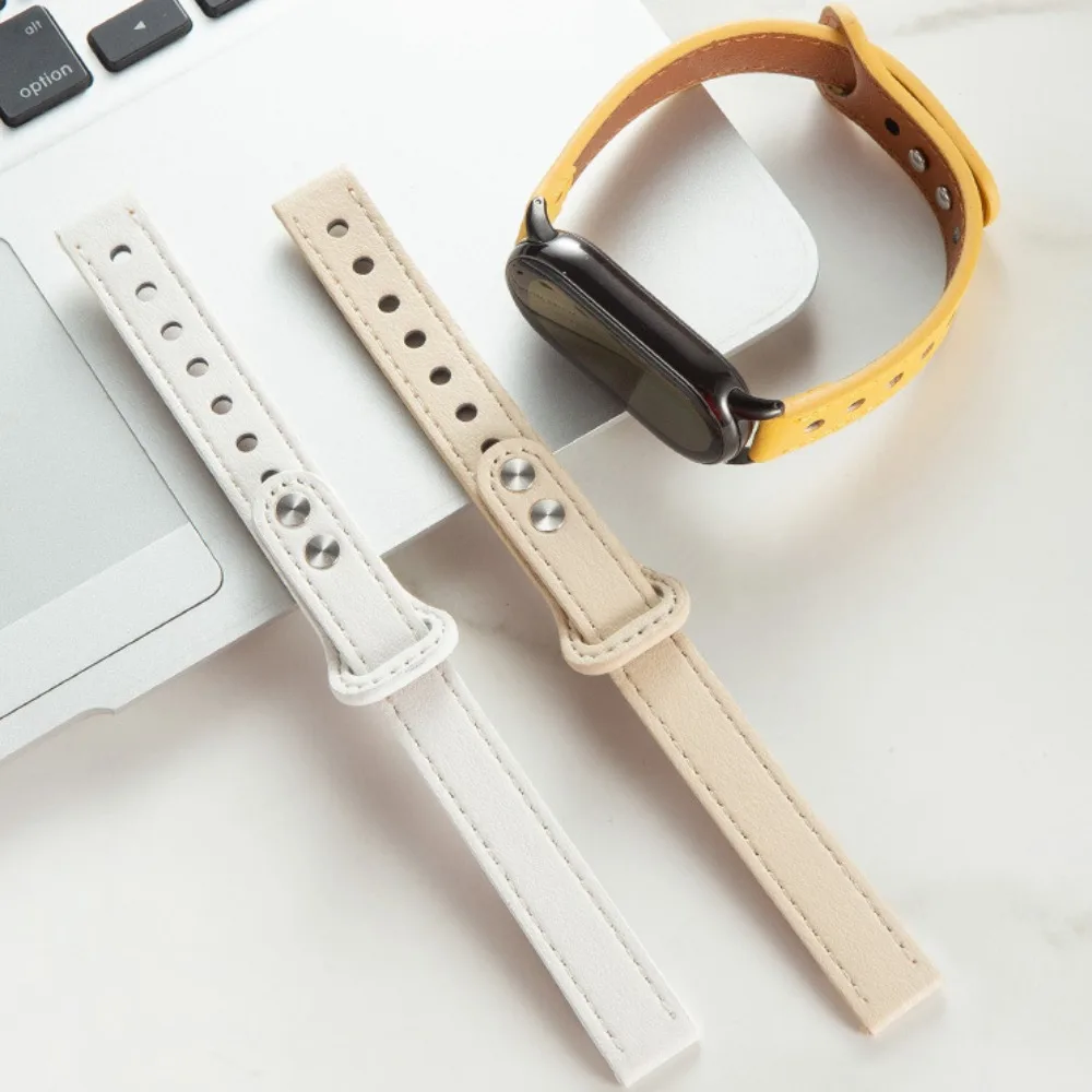 New Leather Strap For Xiaomi Mi Band 8 Adjustable Bracelet Replacement Wristband for Miband 8 Smart Watch Band Accessories