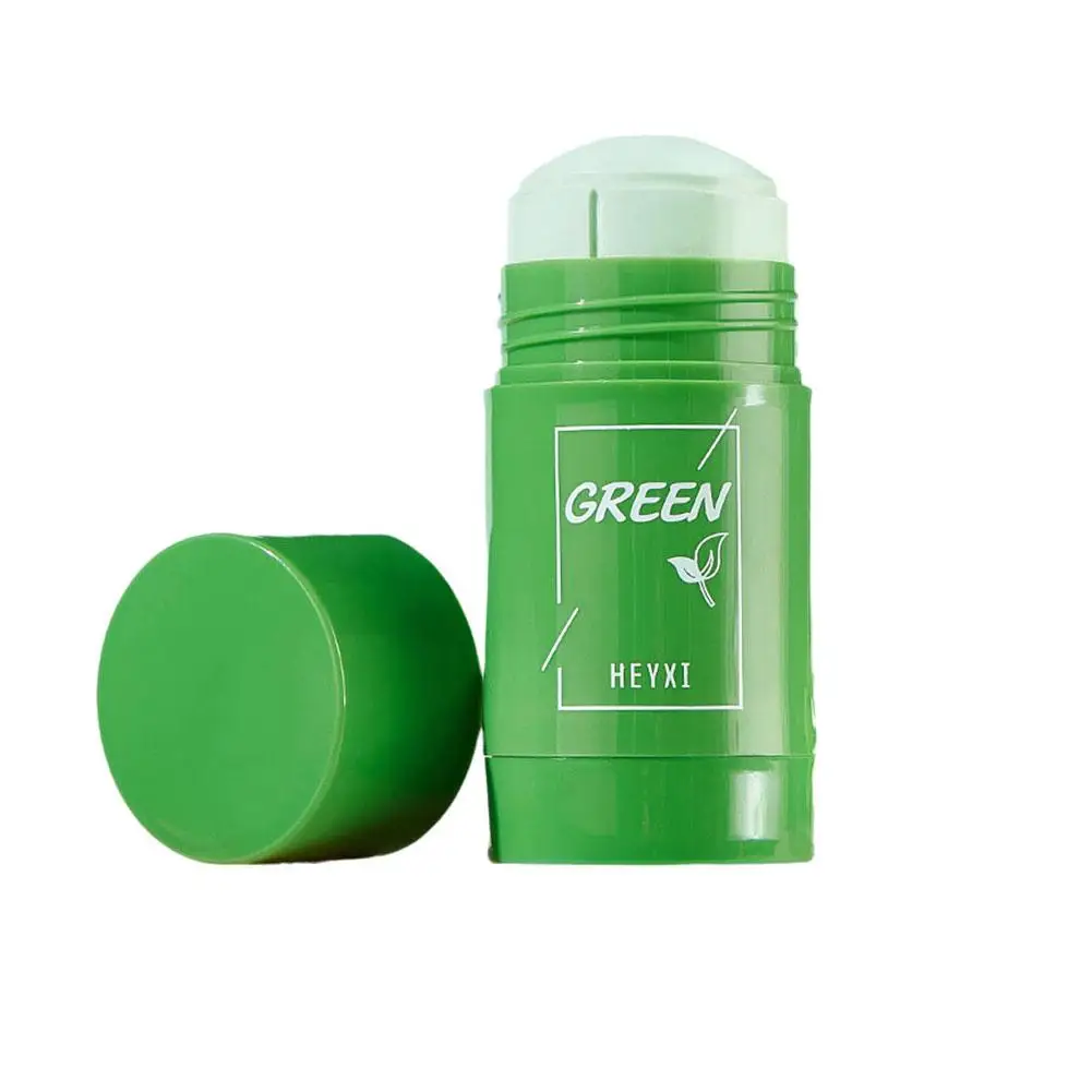 1/3PCS Grüner Tee-Ton-Stick für Gesicht, Grüner Maskenstift Abstrich Akne Schrumpfen Mitesser Grüner Tee-Extrakt Gesichtsmaske Porenreinigung