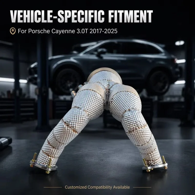 Perfectly Customized Performance Exhaust Downpipe Specifically Designed for Porsche Cayenne 3.0T 2017-2025