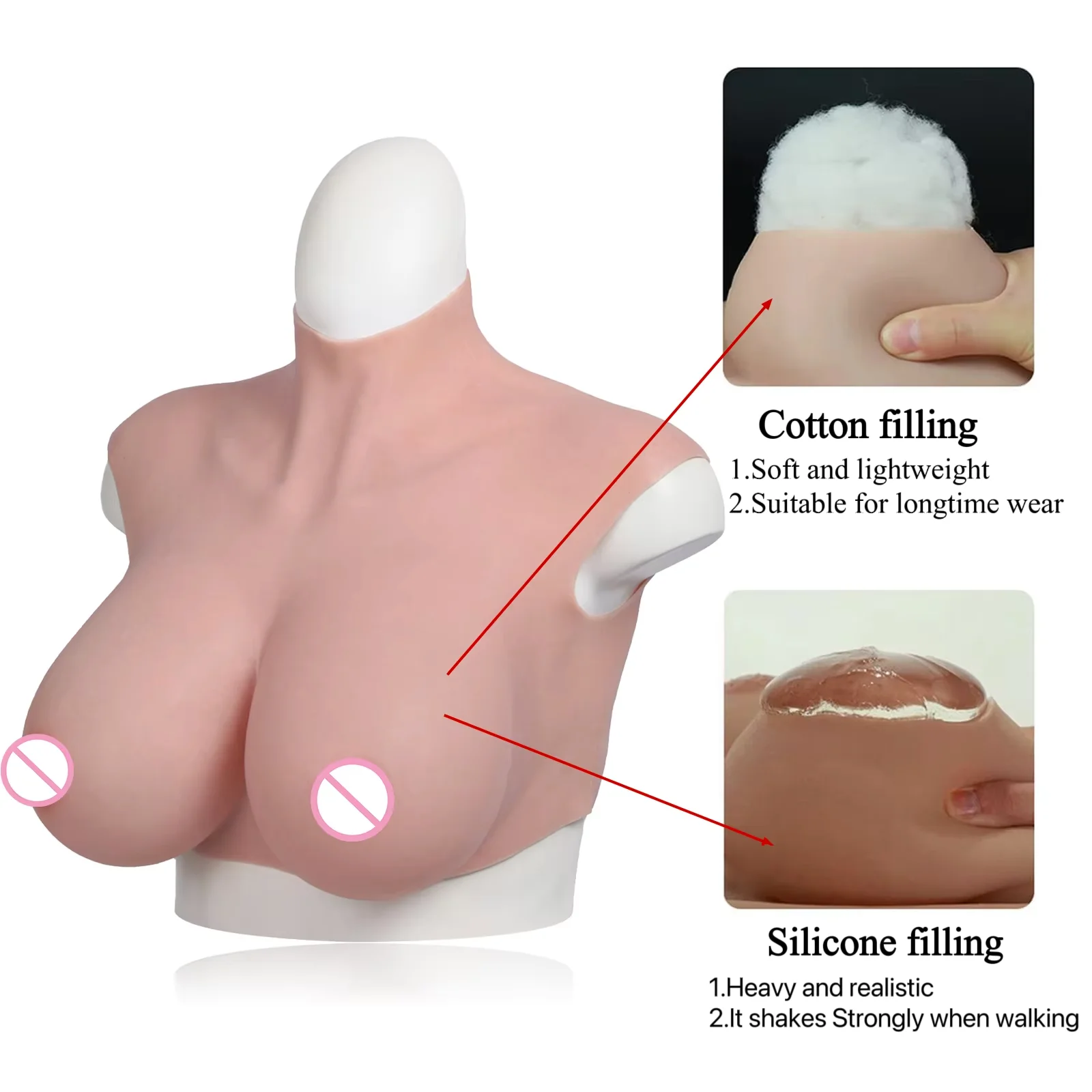 U-Charmmore Crossdresser Realistic Breast Forms High Quality Fake Boobs For Crossdressing Drag Queen Transgender Shemale Cosplay