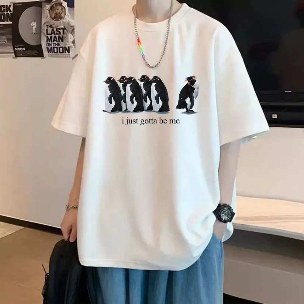 أنا فقط أن أكون لي مضحك البطريق ميمي تي شيرت الرجال النساء الملابس موضة Harajuku تي شيرت عادية القطن قصير الأكمام تي شيرت