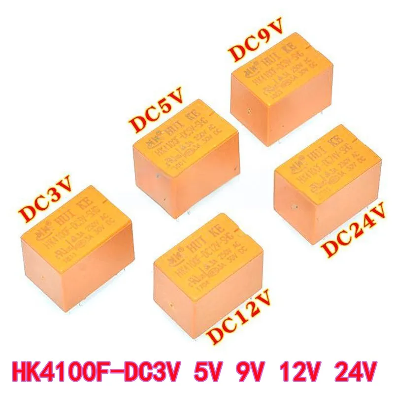 10 Uds relé HK4100F-DC3V 5V 9V 12V 24V-SHG 3A 6 pines 4100 juego de relés para electrónica