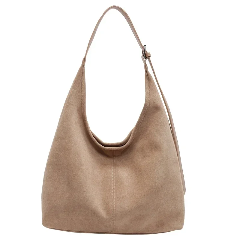 Bolso de hombro informal de gamuza para ir al trabajo, bolso de mano de gran capacidad, de alta calidad, a la moda, suave y sencillo, para otoño, 2024