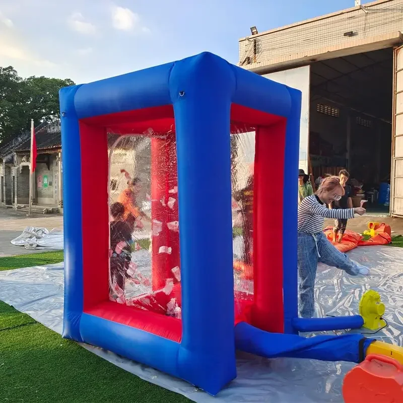 Macchina per contanti gonfiabile blu/nera Macchina per contanti gonfiabile Macchina per soldi Macchina per afferrare denaro per eventi pubblicitari promozionali