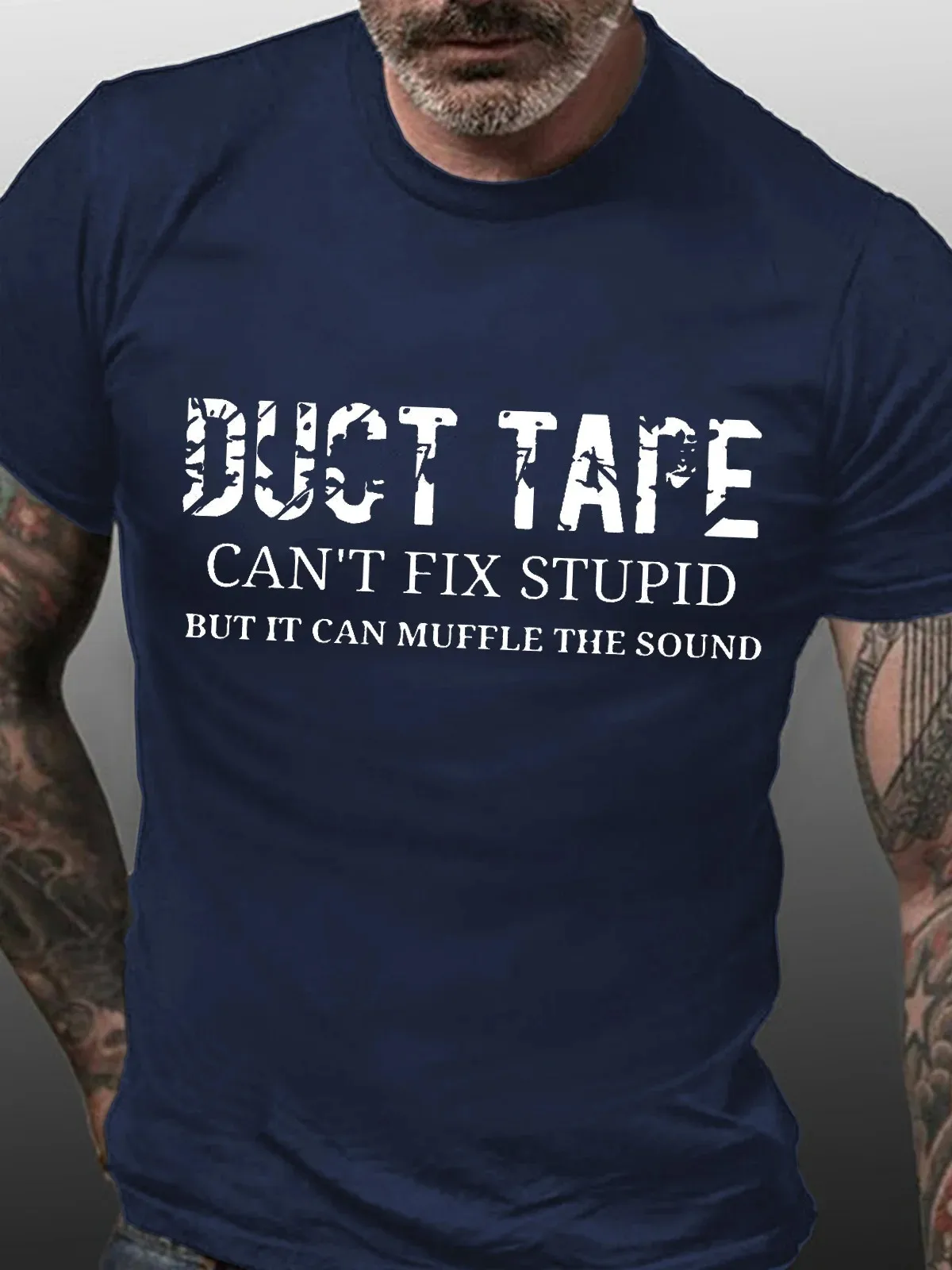  Duct Tape Can't Fix Stupid Men's Short Sleeve T-Shirt  Slogan Graphic Print Tops Tees Shirts