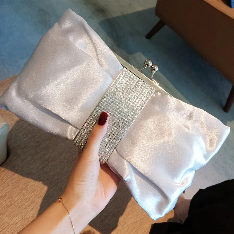 Luxy Moon Black Clutch Bag Women Bow Handbag Luxury Crystal Diamond Clutch Purse Party Wedding Bag Elegant Shoulder Bag