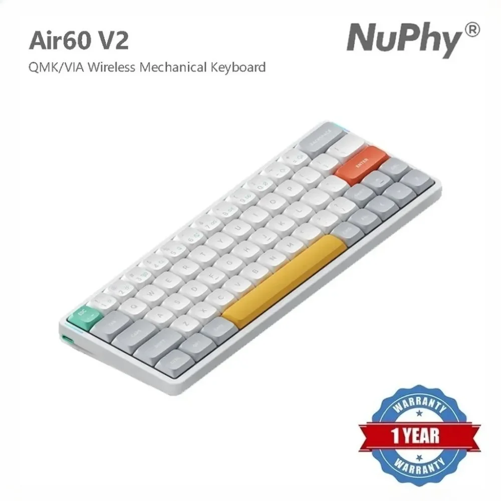 Nuphy Air60 V2 Gateron Switch 60% Wireless Mechanical Keyboard Wireless Gaming Accessories Bluetooth 2.4g with Windows and Mac