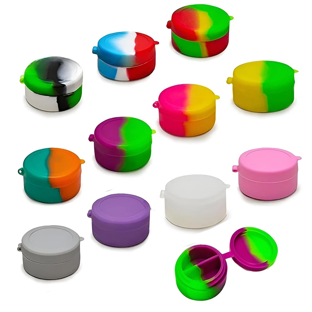 

1/2PCS Siamese Silicone Case Wax Jar 7ml Silicone Storage Box Portable Container