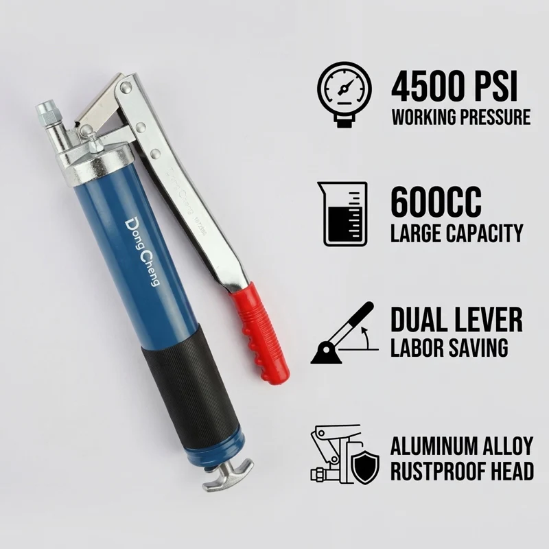 600CC Dual Cylinder Grease Gun High Output Double Piston Alloy Die-Cast Head Corrosion Resistant for Auto Truck Multi-Scene