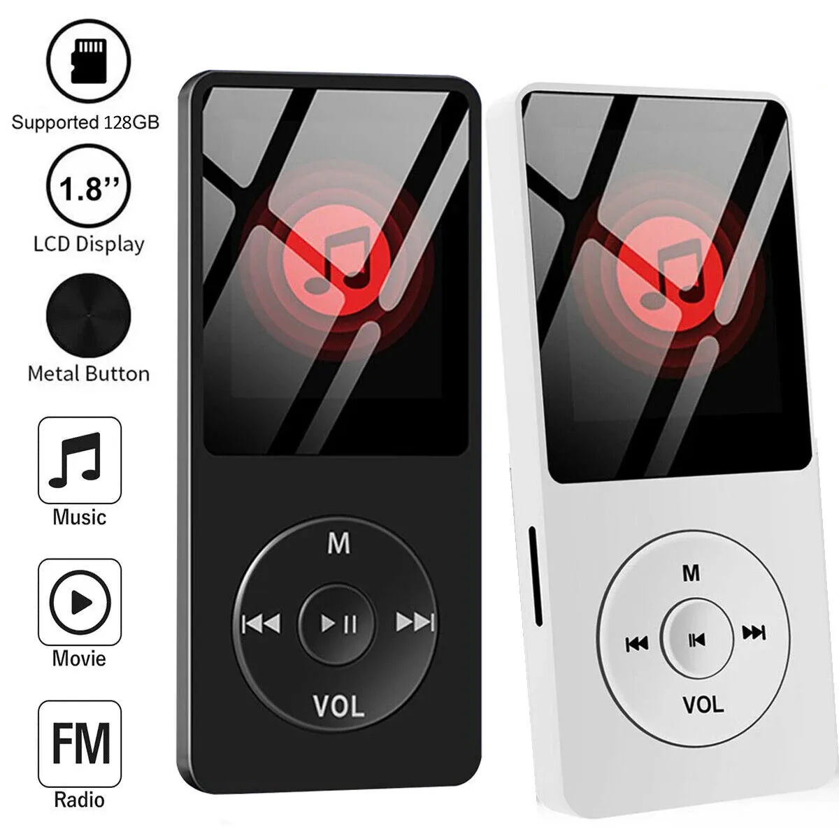 Bluetooth 5.0 MP4 MP3-speler Ingebouwde luidspreker Draagbare 1,8 inch scherm Muziekspeler Ondersteuning TF met FM-radio E-Book-opname - afbeelding 2