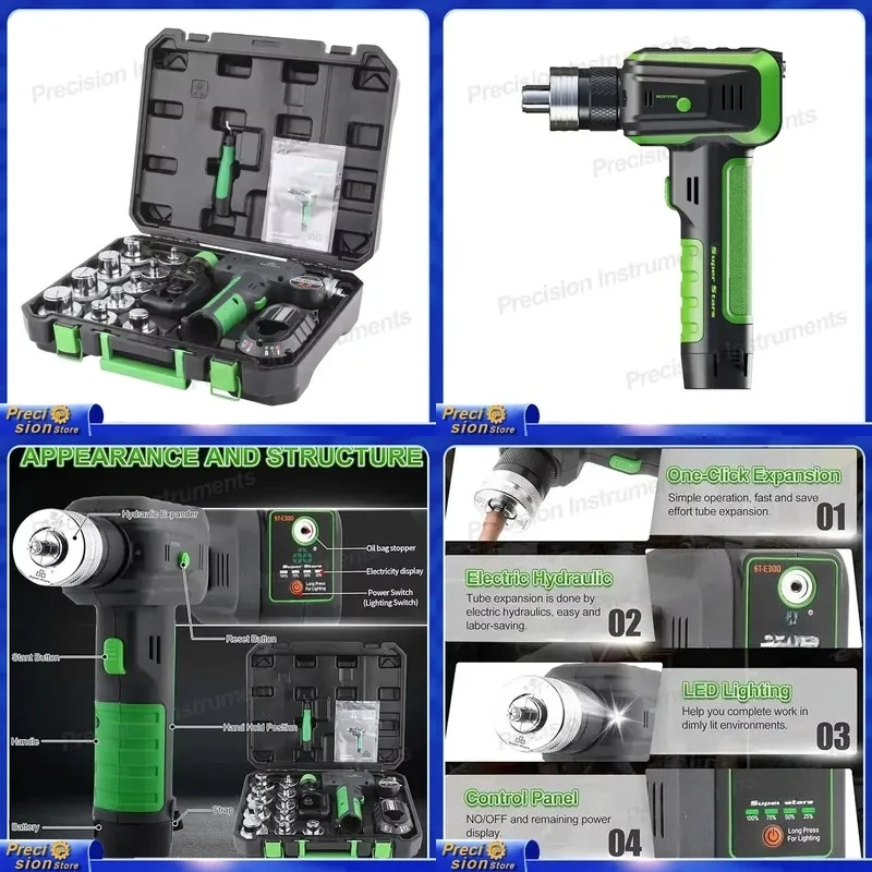 For Tube Expander HVAC Copper Pipe Flaring Tool Lithium Battery Powered Industrial Repair Kit 3/8 to 1-5/8 Inch Auto