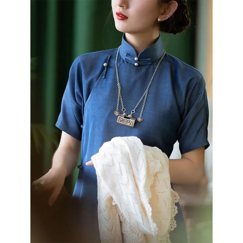 Vintage Loose Qi Pao Elegant Women Traditional Cheongsam Dress Folk Style Traditional Chinese Qipao Elegant Party Dress