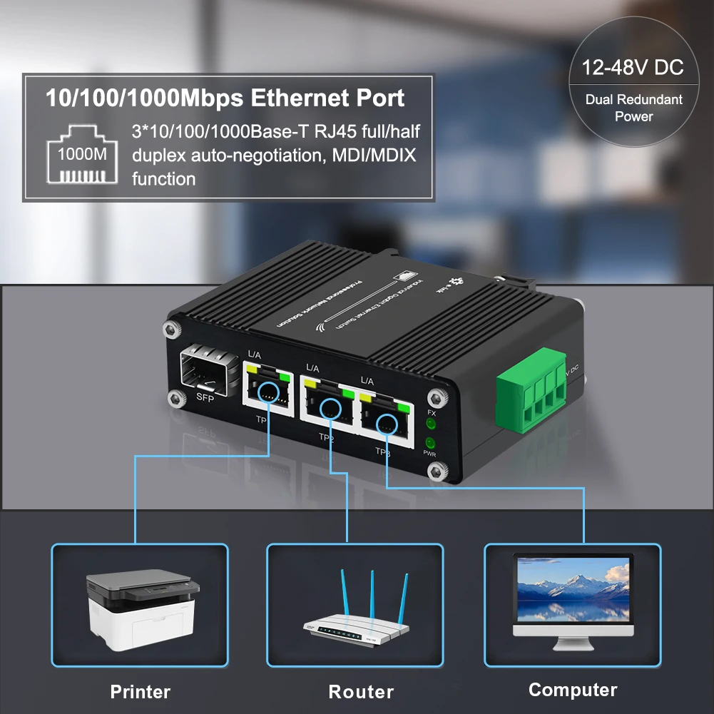 Imagem -06 - Interruptor Industrial da Fibra Ótica Ethernet do Gigabit de Portas Poe Sfp Din-rail Portas 10 Mbps 100 Mbps 1000mbps Entrada 1248vdc