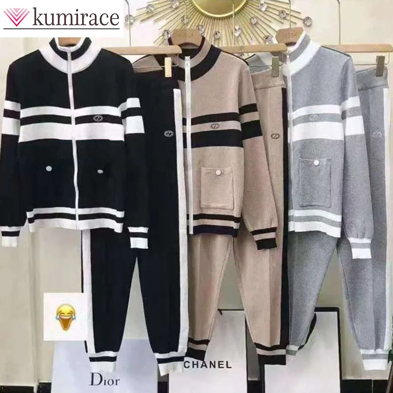 

2024 Spring and Autumn New Sports and Leisure Knitted Fashion Set, Small and Tall, Reduced Age and Western Style Two Piece Set