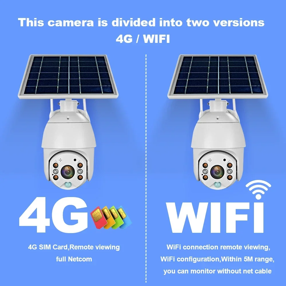 

4G Or Wifi Version PTZ 4X 1080P Outdoor Security Wireless Waterproof CCTV Smart Home Surveillance Solar Panel Camera