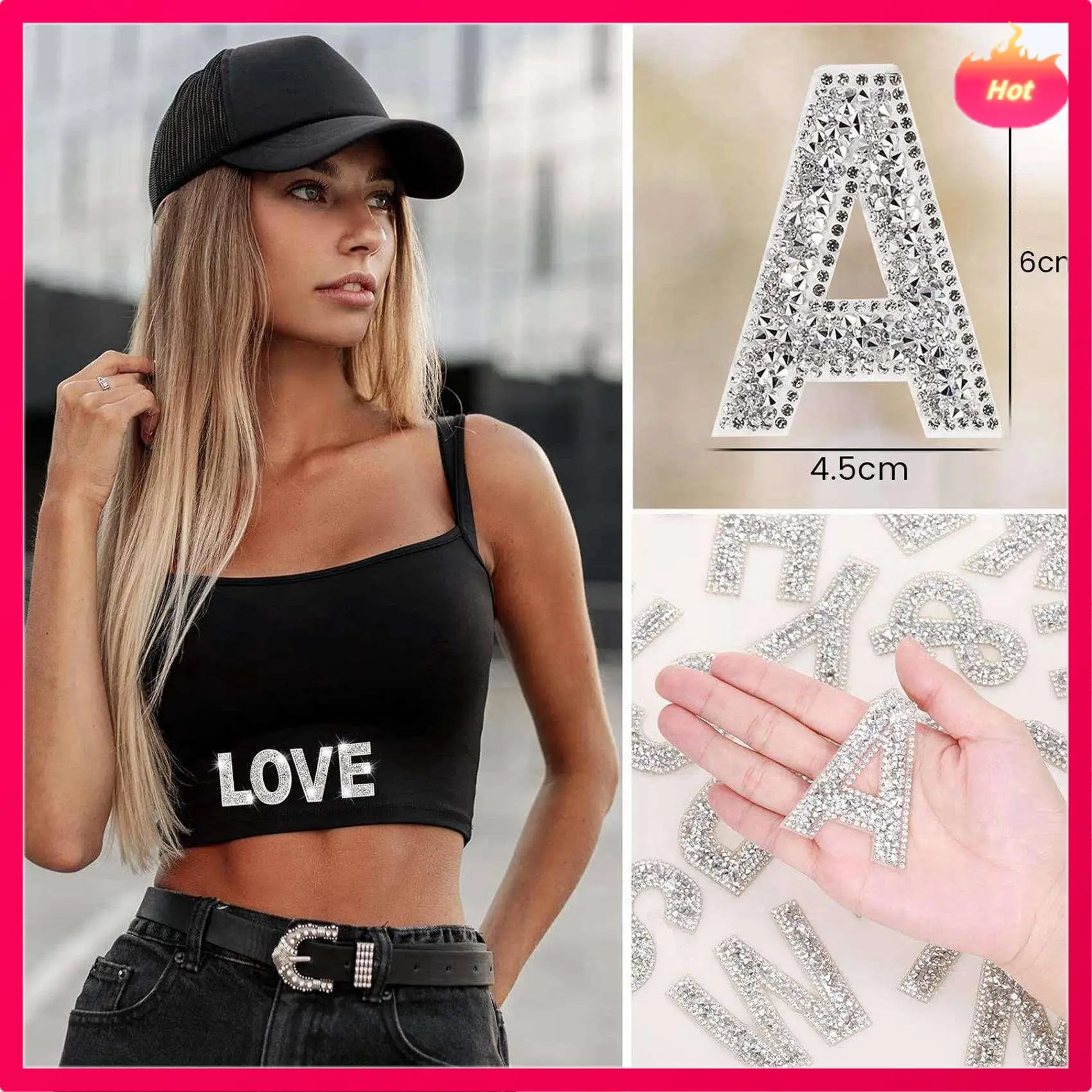 104X Glitter Rhinestone Alphabet Letter Stickers 2.4 Inch Resin Rhinestone Iron On Letter Glitter Self-Adhesive A-Z
