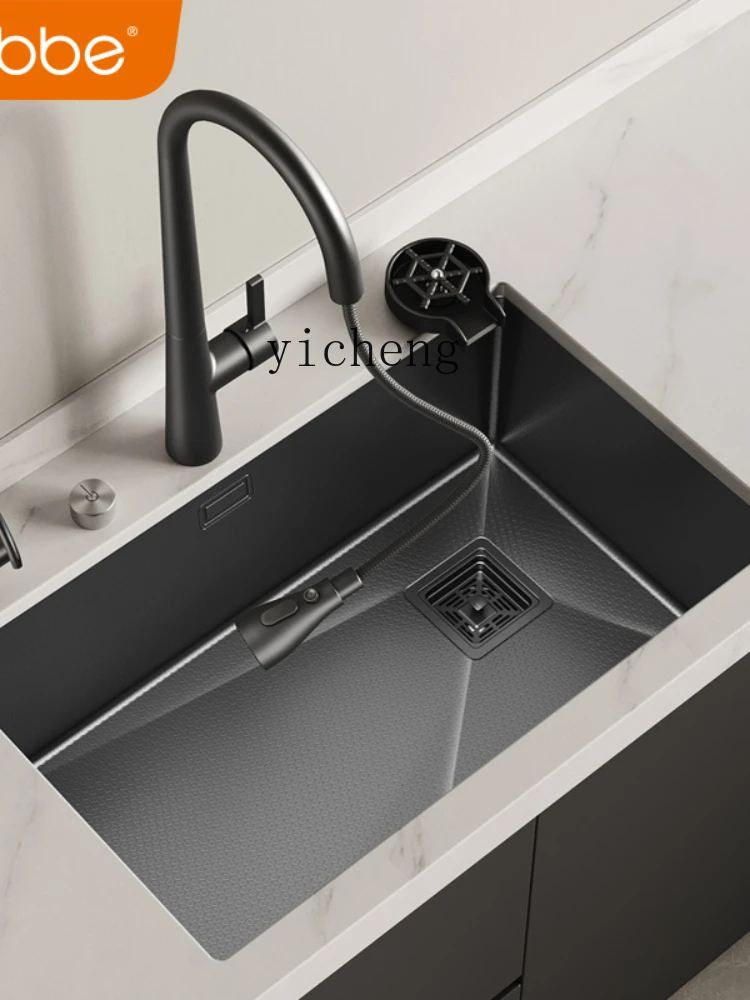 YY Stainless Steel Sink Vegetable Basin Thickening plus Size Single Sink Kitchen Basin Scullery