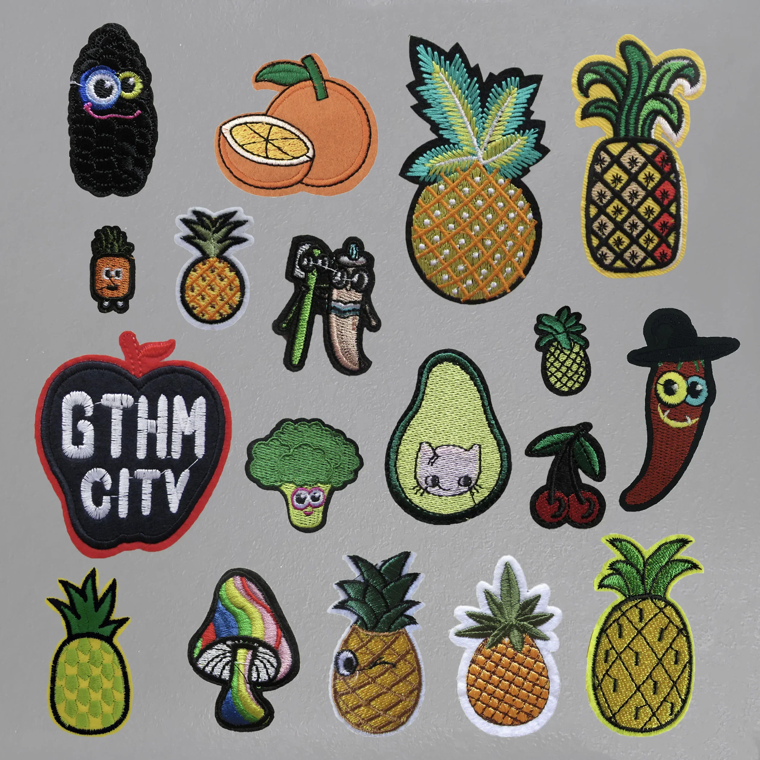 Fruit and Vegetable Embroidered Fabric Patch with Hot Melt Adhesive Ironable Clothing Embroidery Patch Patches for Clothing