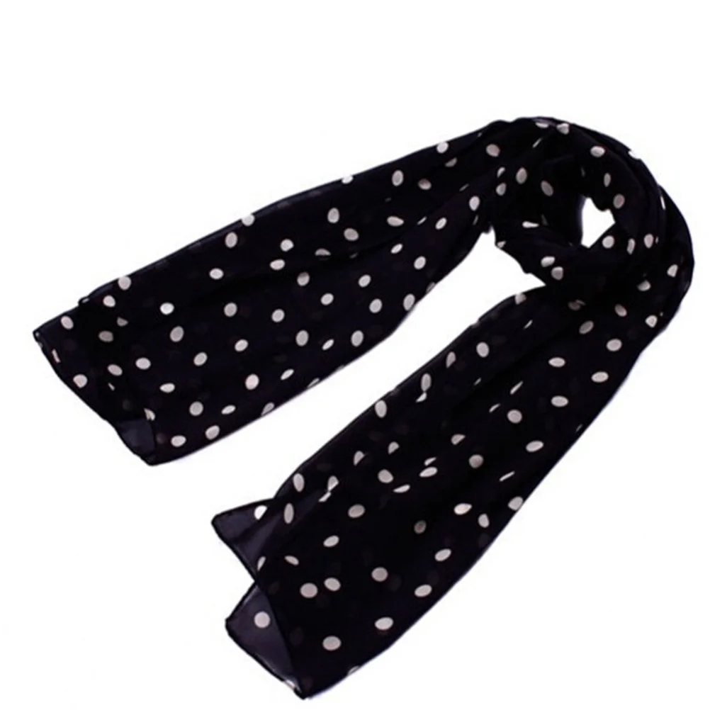 150cm Lightweight Chiffon Scarf Summer Shawl Women Sunscreen Dots Wrap Long Scarves Girls Thin Material Black Beige