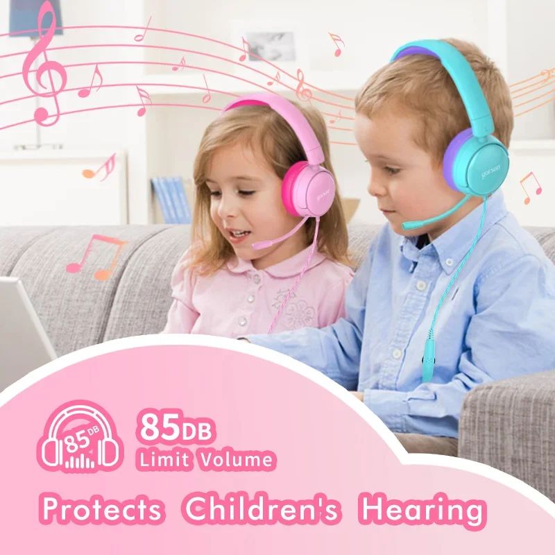 Gorsun A62 Child Headphone With Microphon Bass Headset Stereo Cat Ear Earbuds Foldable 3.5mm AUX For Phone MP4 For Girl Boy Gift