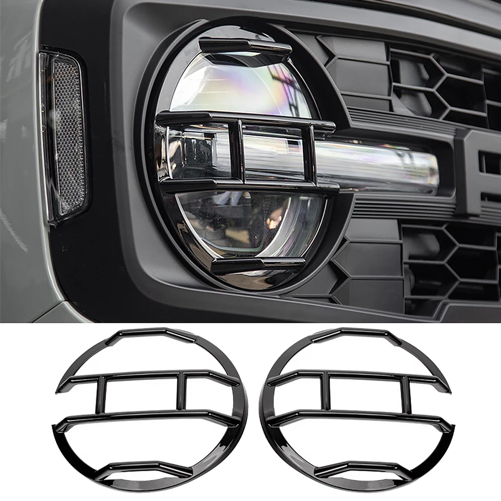 

Car Front Headlight Lamp Decoration LED Light Source Guards Cover for Ford Bronco 2021-2024 Lamp Hoods Exterior Accessories ABS