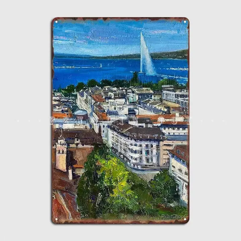 Rooftop Geneva | Metal Sign Wall Cave Pub Garage Retro Wall Plaque Tin Sign Posters