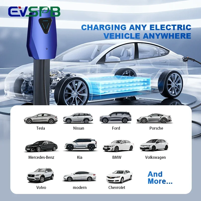 新しい 7kW 11kW 22kW モバイル EV 車充電ケーブル 16A 32A 1 または 3 相 Type2 Type1 GBT 3 メートル 5 メートル 10 メートルカスタマイズされた長さの EV 充電器ケーブル
