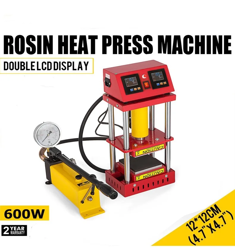 15Ton 800W 4.7x4.7 Inch Dual Heating Plates Hydraulic Hot Press Machine Professional Oil Wax Extracting Tool