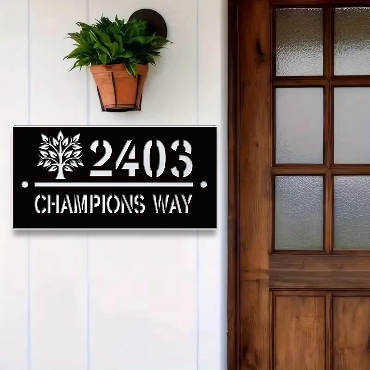 1Pc Custom Lush trees Number&Text Acrylic House Number Door Street Sign Plaque,Home Room Garden Decor,Birthday Wedding Gift