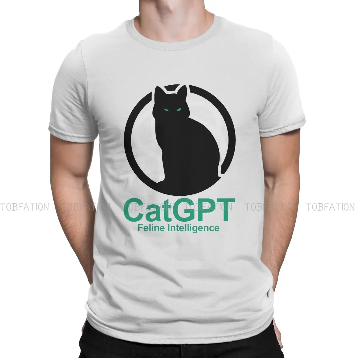 ChatGPT Man TShirt Feline Intelligence Individuality T Shirt 100% Cotton Original Streetwear New Trend