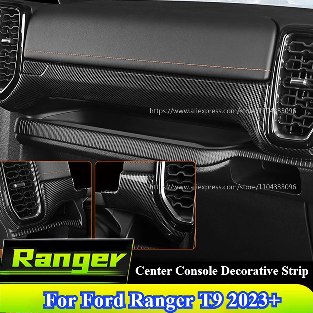 

For Ford Ranger Wildtrak T9 2023 2024+ Carbon Fiber Car Center Console Decorative Strip Upgrade Central Moulding Panel Covers