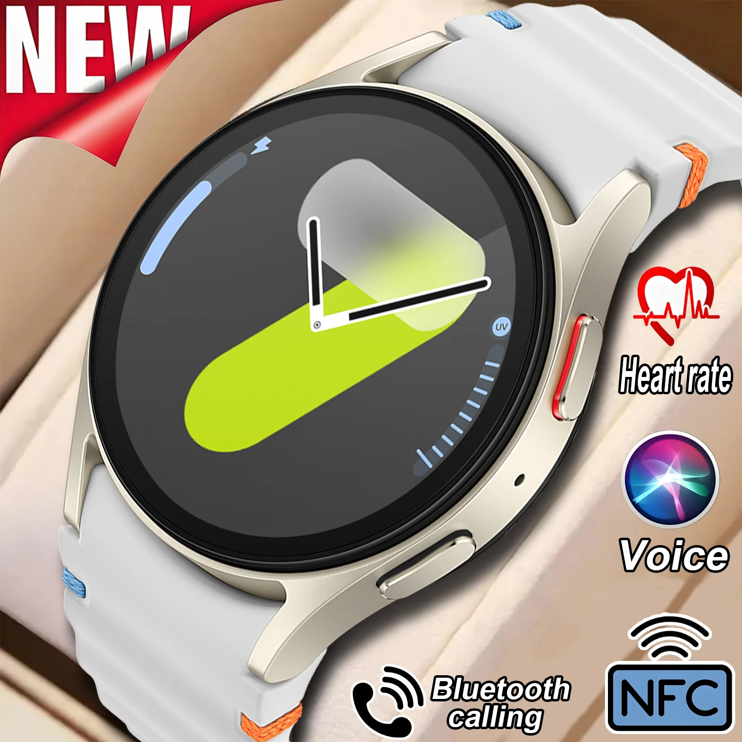 

New Watch7 NFC Heart rate monitoring Watch Women Bluetooth Call Smartwatch Men AMOLED GPS Sports Watches Men For Android IOS2025